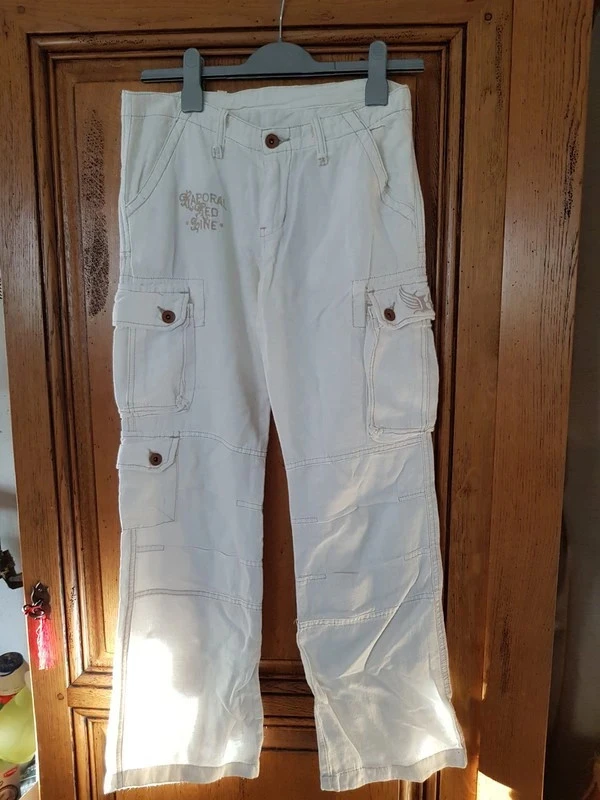 pantalon en coton beige